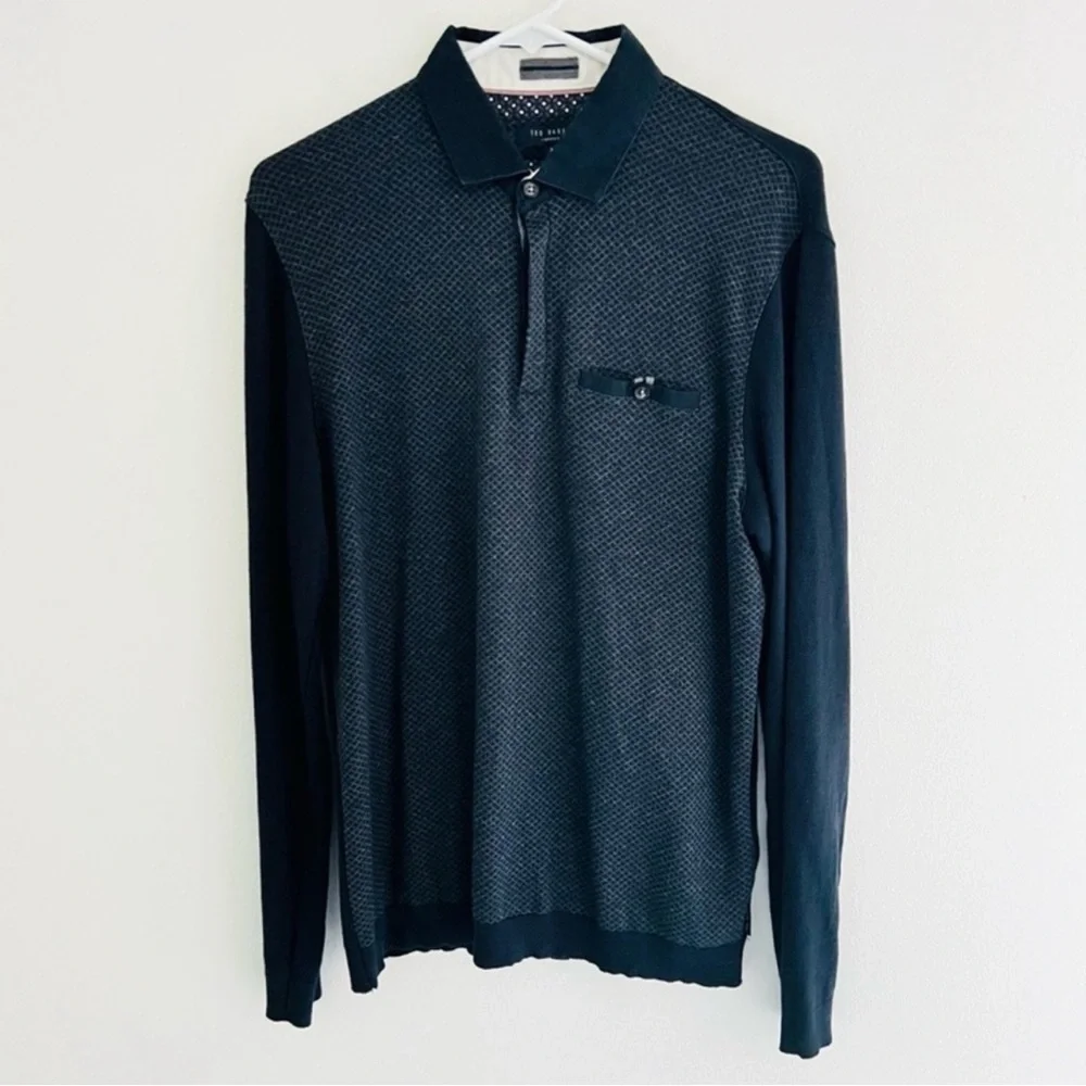 Ted Baker London Black Knit Collared Pullover Sweater Medium